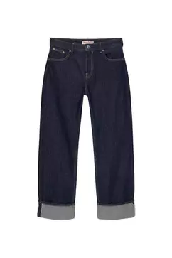 Jeans med lige ben og ægkantsdetalje