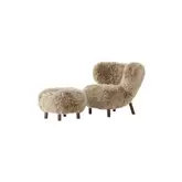 Little Petra VB1 Loungechair and Pouf, Sheepskin Honey/oiled walnut