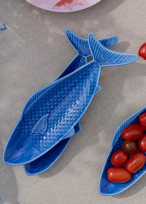 Blå fiske-serveringsfad - 26 cm