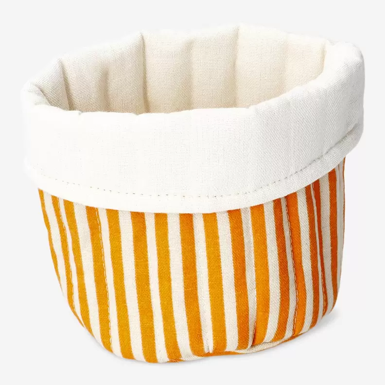 Opbevaringskurv med orange striber - 17 cm