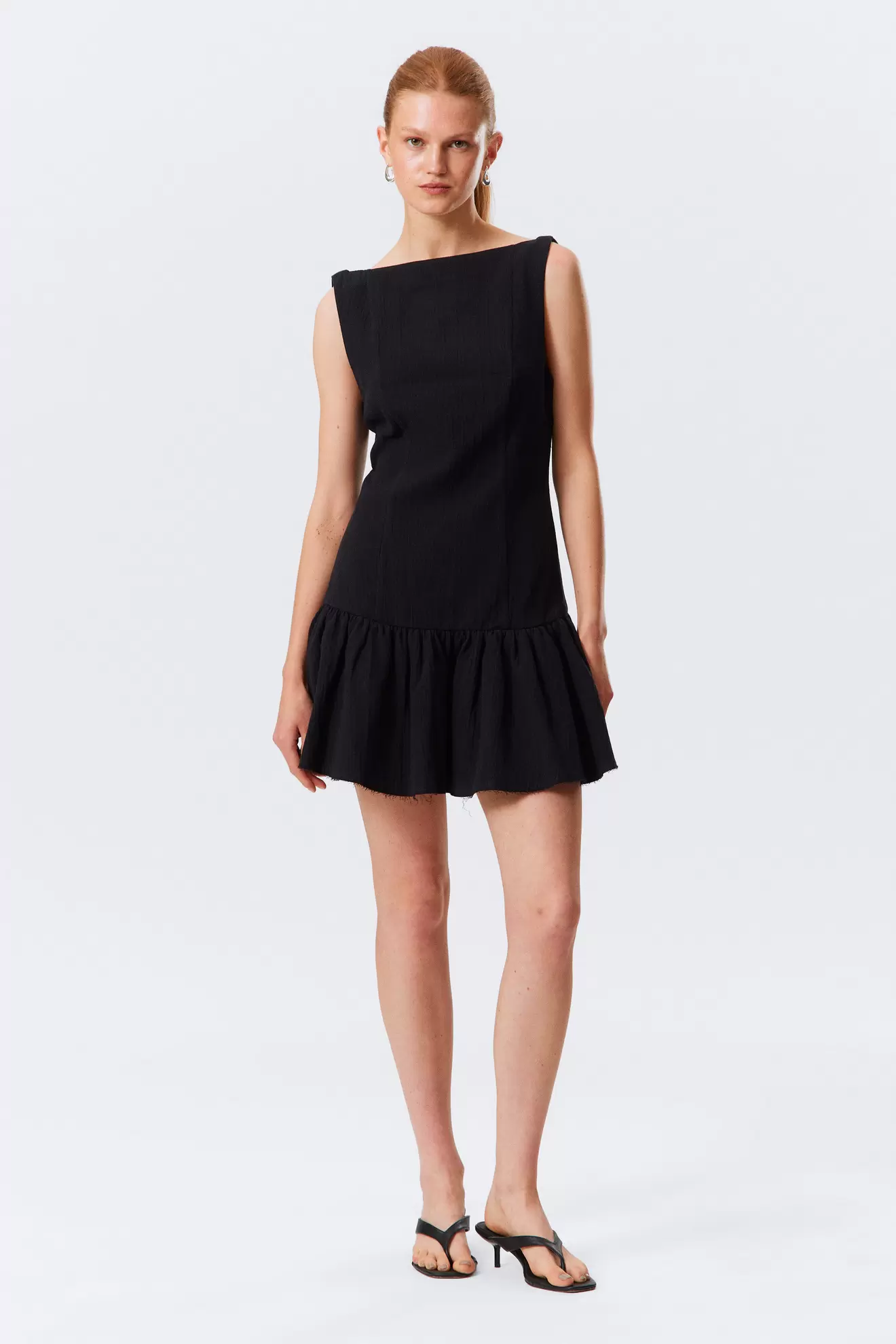 SLEEVELESS TWILL MINI DRESS