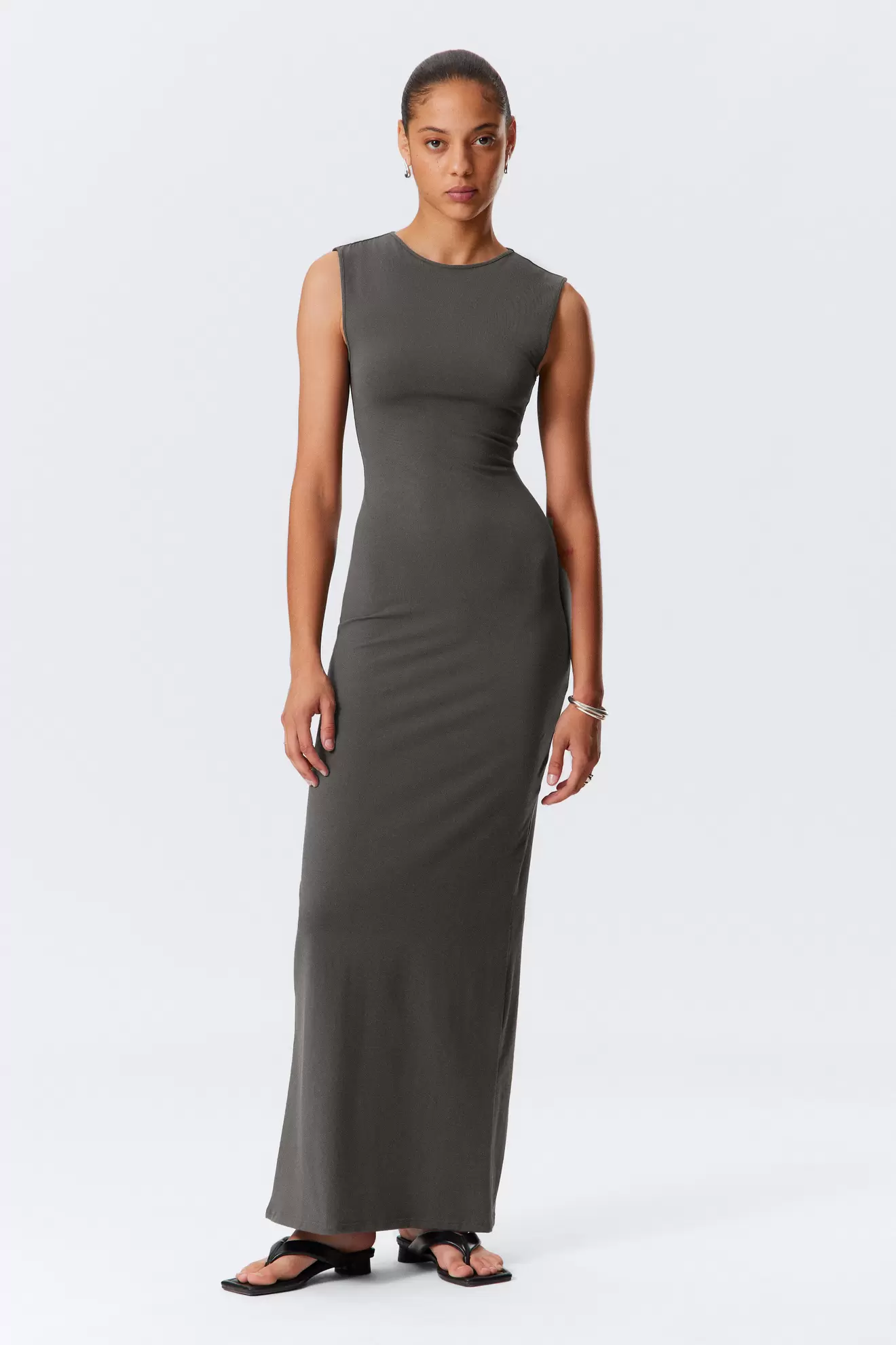 SLEEVELESS COTTON JERSEY MAXI DRESS