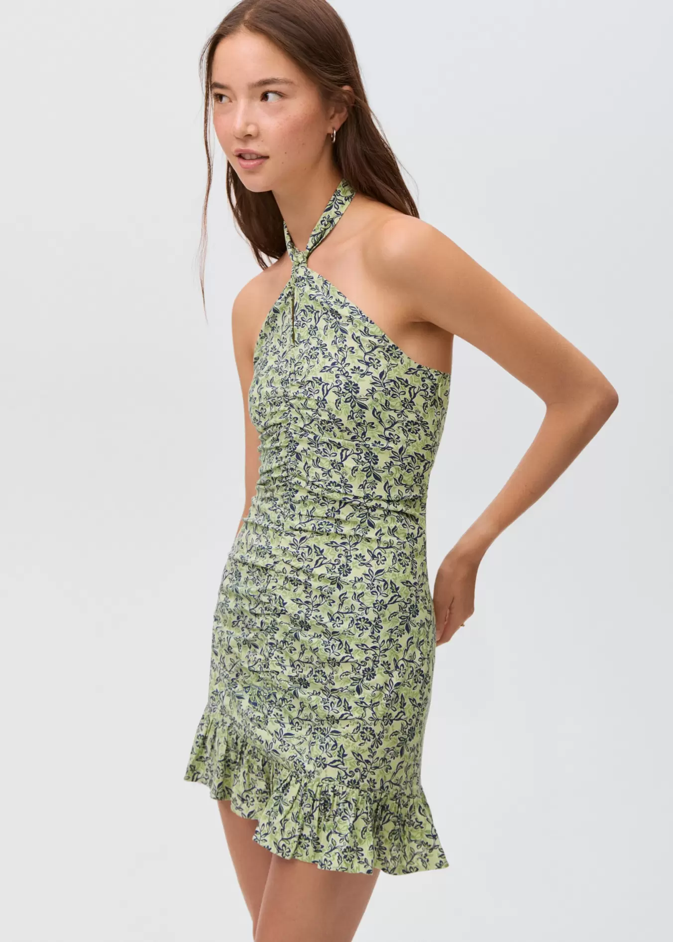 Floral-print halter dress