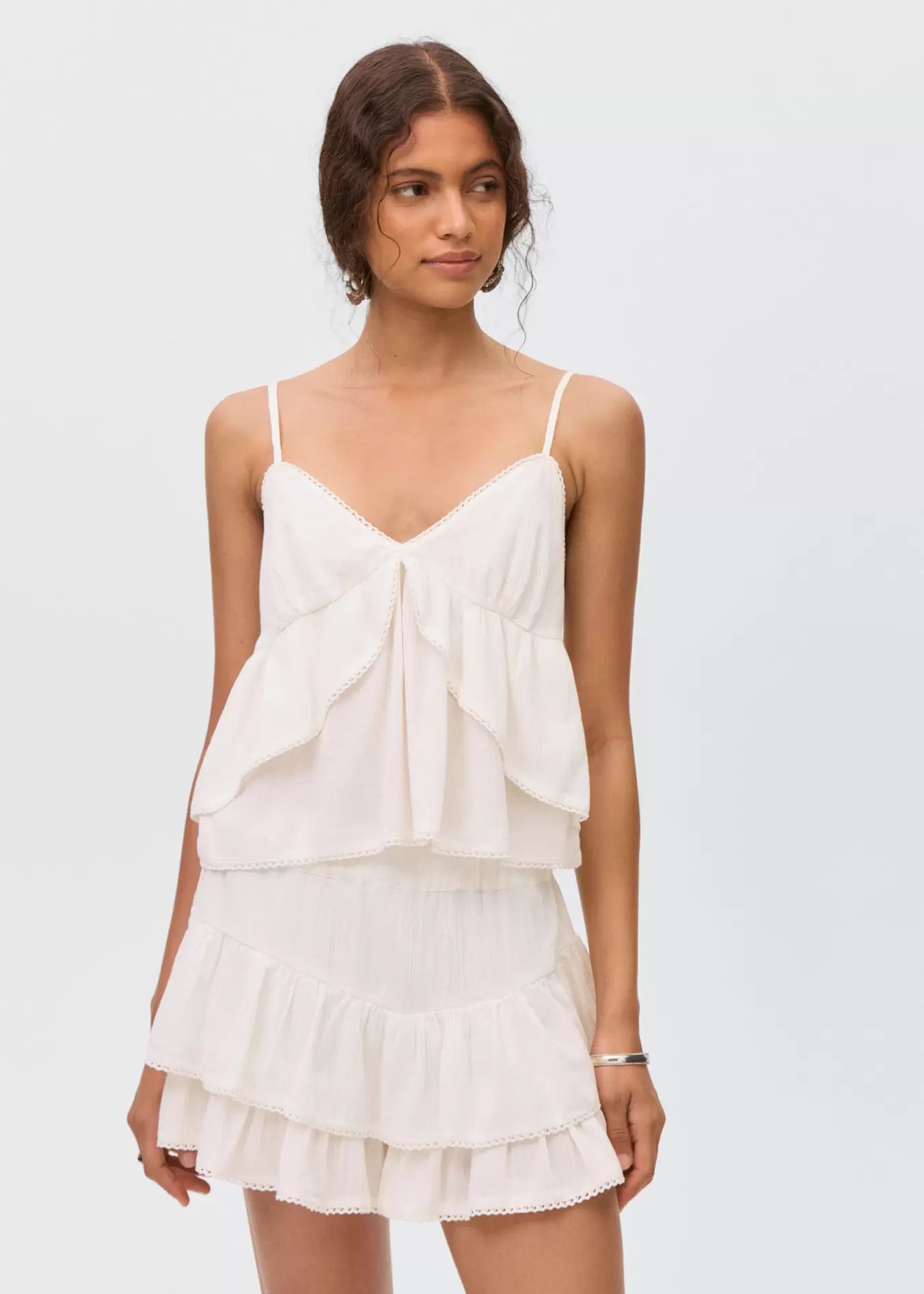 Ruffle top with lace detail