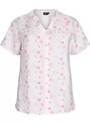Kortærmet skjortebluse med blomsterprint