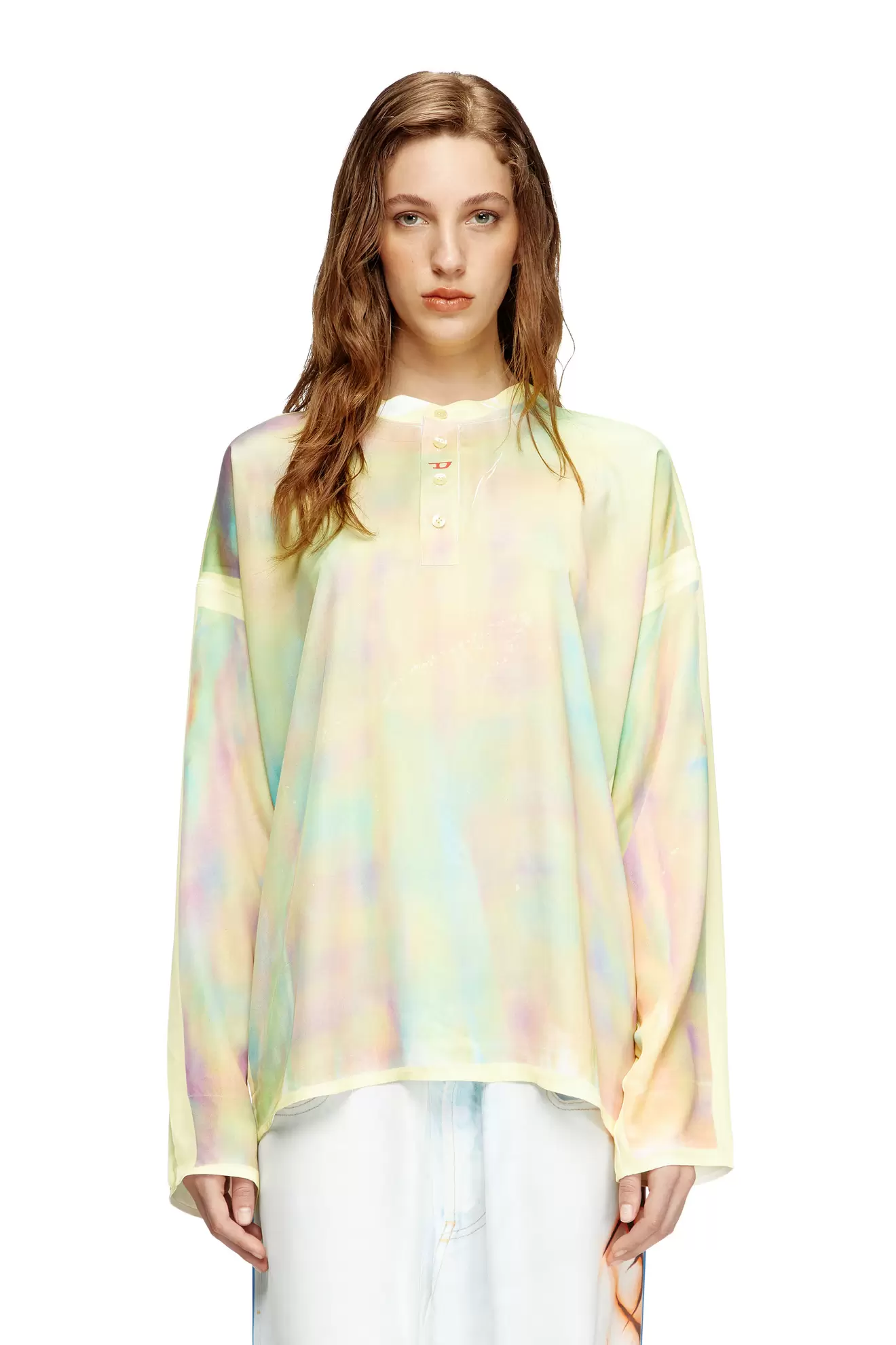 Henley top with graffiti print