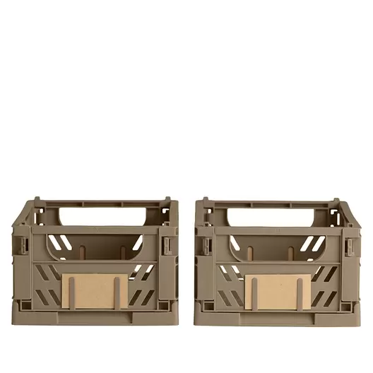 Stabelbar foldekasse valnød 25x16,5x10 cm 2 stk.