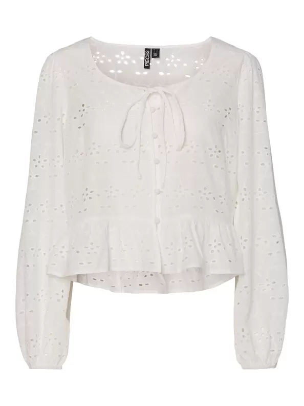 Product carousel image - PCFARMORINE BRODERIE ANGLAISE TOP, Cloud Dancer | 1