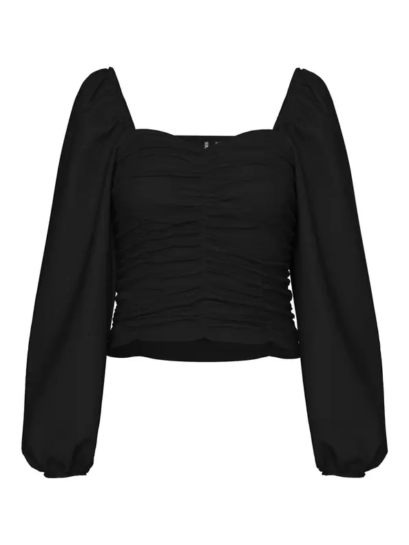 Product carousel image - PCMALYSIA TOP MED LANGE ÆRMER, Black | 1