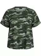 T-shirt med rund hals og all-over print