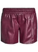 Løse shorts i imiteret læder med elastisk linning
