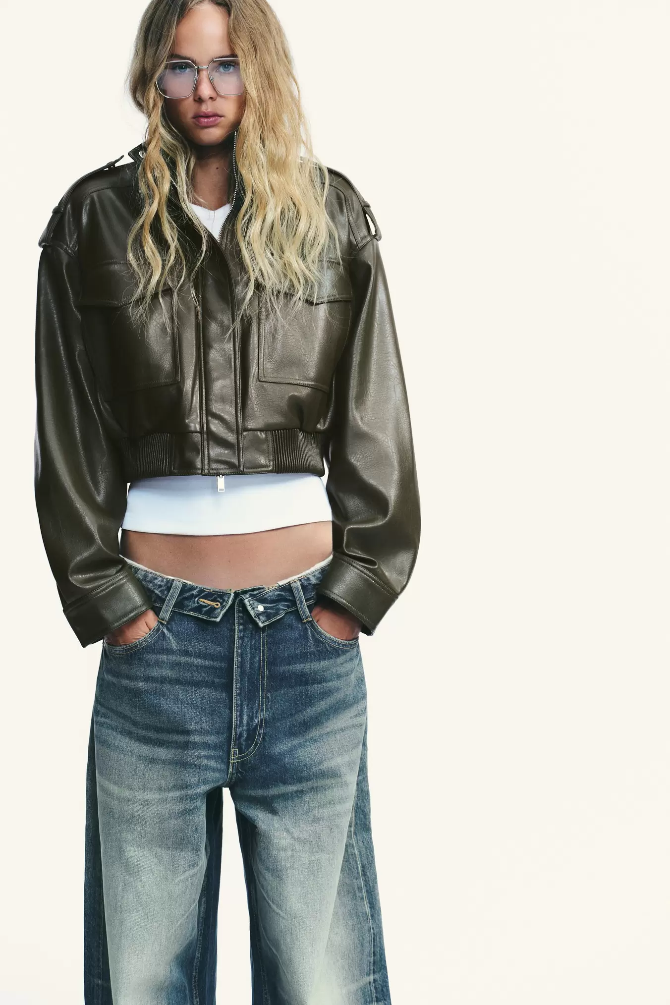 CROP-JAKKE I IMITERET SKIND