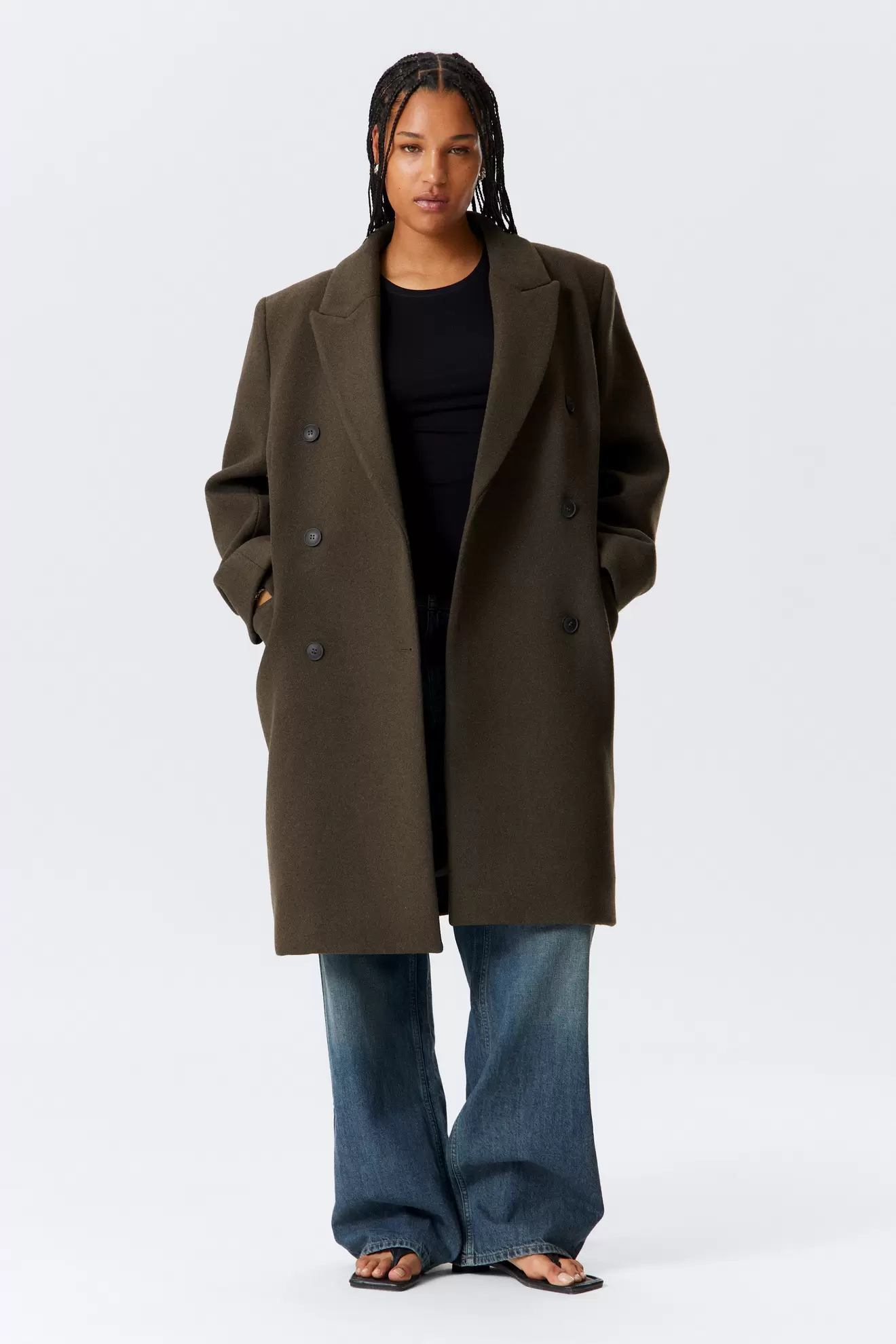 OVERSIZED KNEE-LENGTH WOOL-BLEND COAT