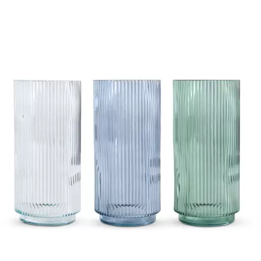 Flora vase rillet H25 cm - assorterede farver