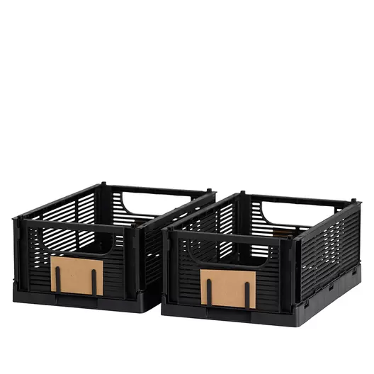 Opbevaringskasse Recycled sort 25x17 cm 2 stk.