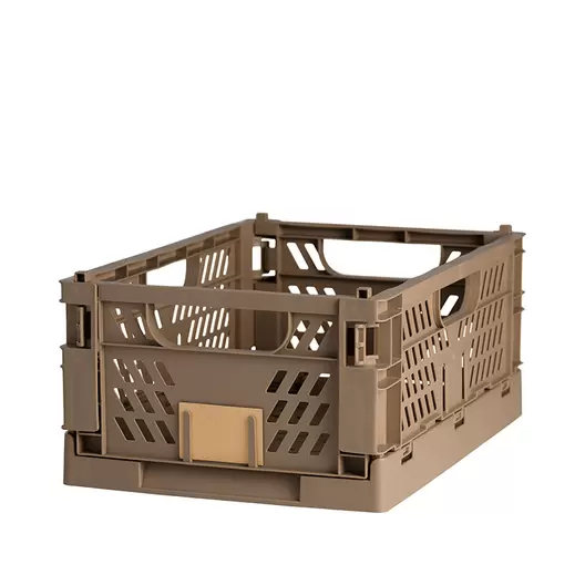 Stabelbar foldekasse valnød 50x33x20 cm