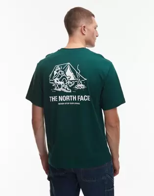 The North Face - Grøn oversized T-shirt med 'Campfire'-print på ryggen