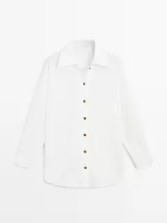 Poplin shirt with golden buttons