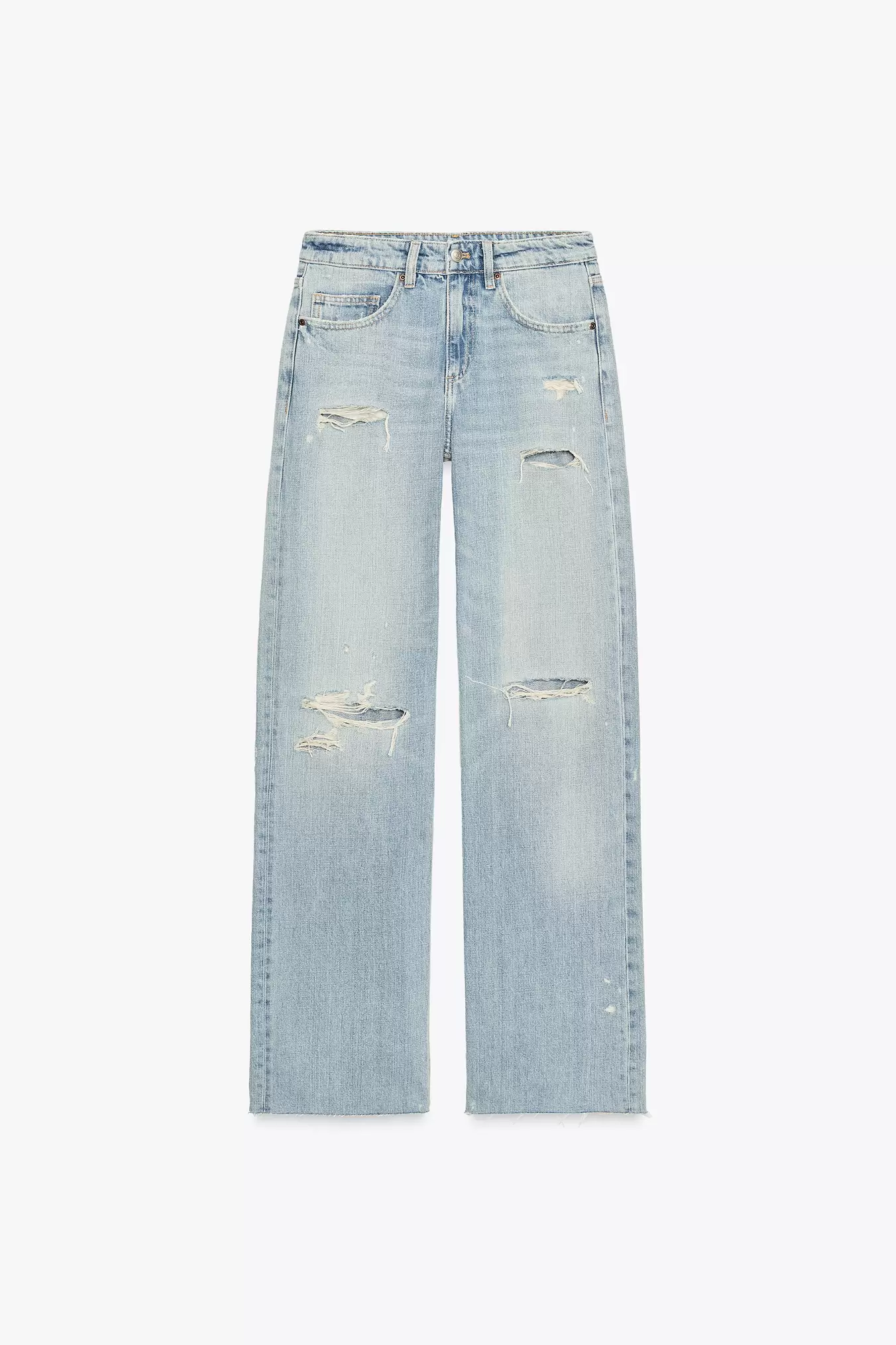 JEANS TRF WIDE LEG MED HULLER OG MEDIUM TALJE