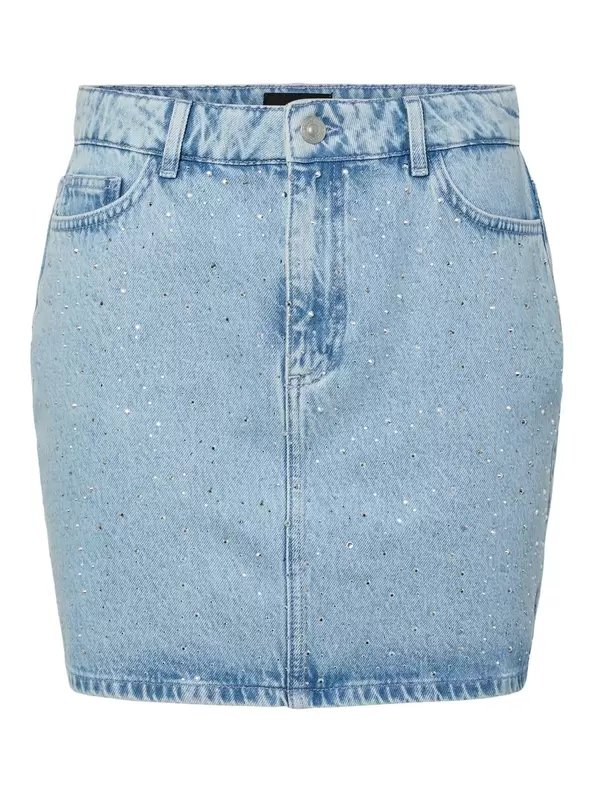 Product carousel image - PCNOEL RHINESTEN MINI DENIMNEDERDEL, Light Blue Denim | 1