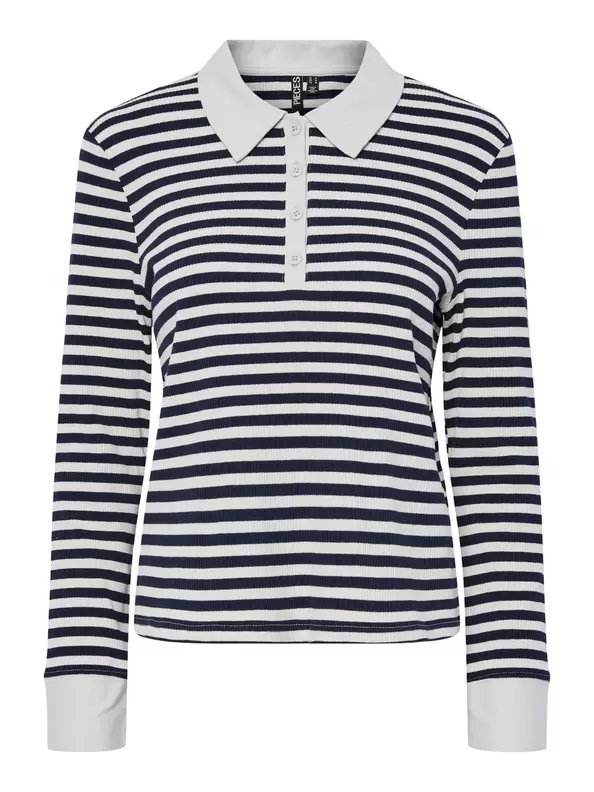 Product carousel image - PCDONNA RIBBET LANGÆRMET POLO, Maritime Blue | 1