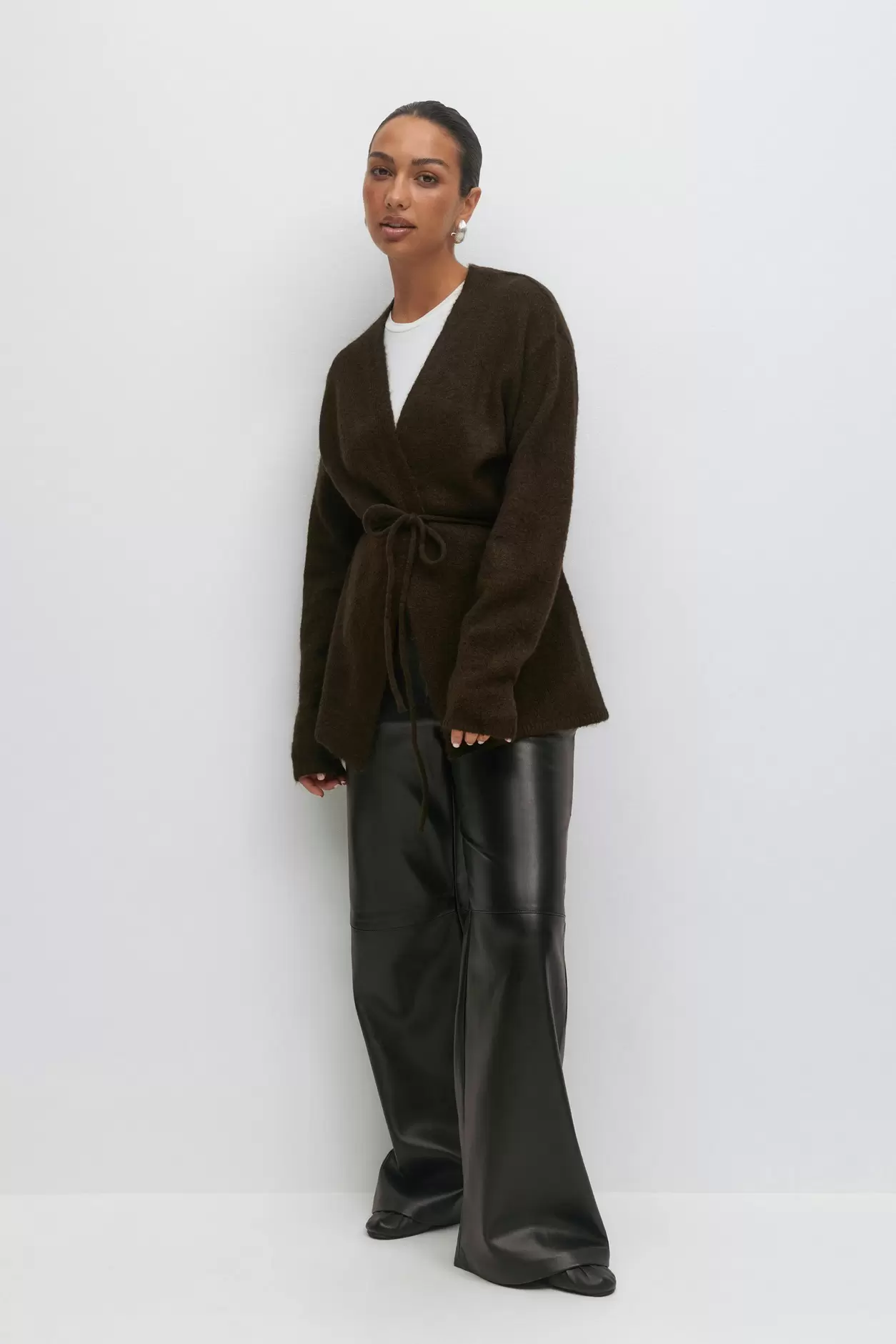 Mid knitted wrap cardigan