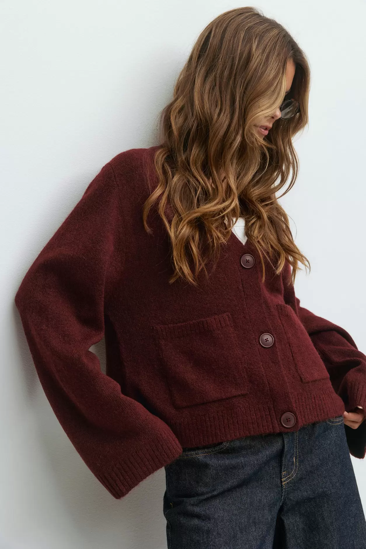 Knitted pocket cardigan