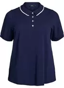 Poloshirt med rhinsten knapper og flæsedetalje