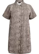 Kort denimskjortekjole med slangeprint