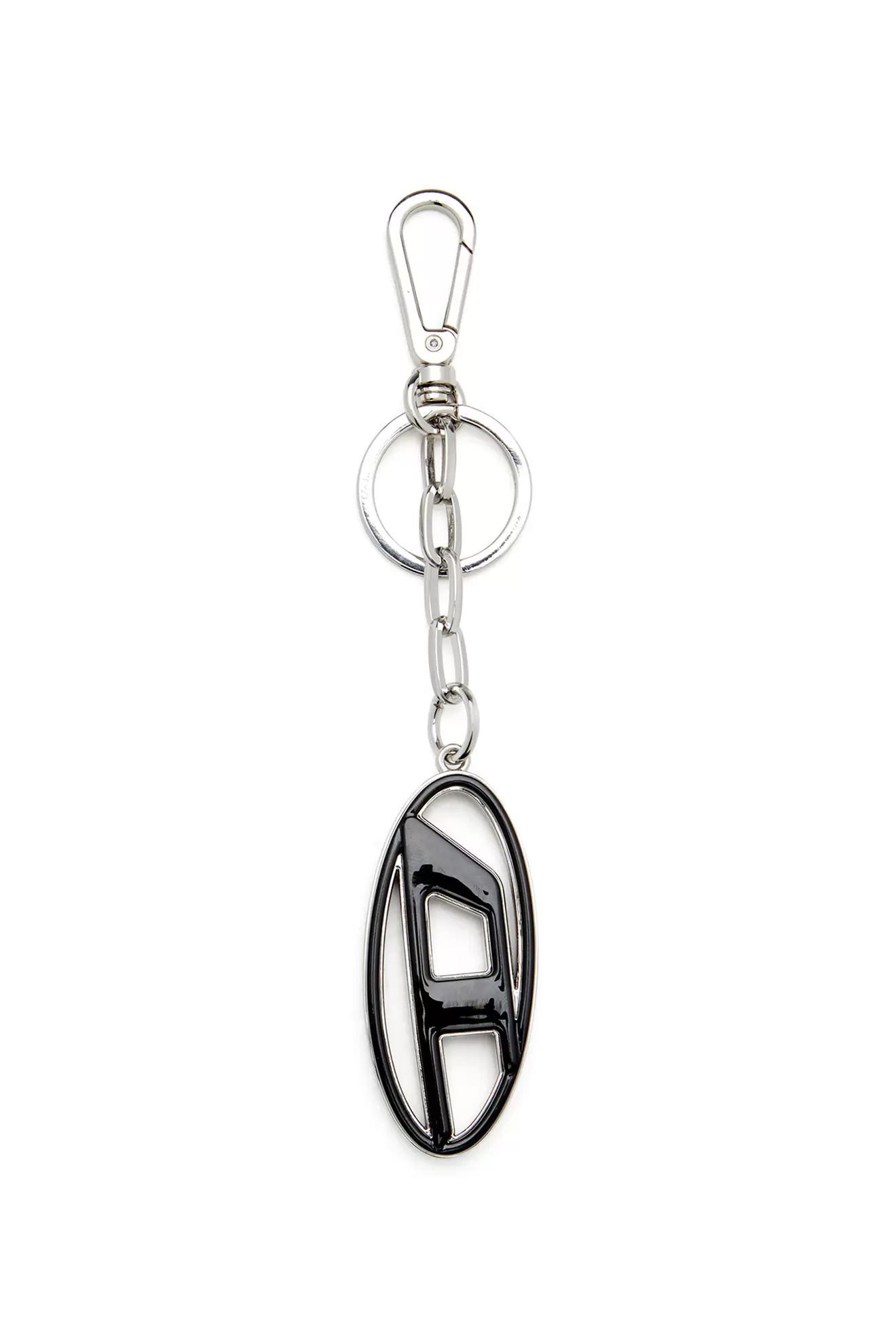 Metal and resin Oval D keyring