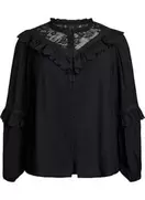 Viskose bluse med blonde og flæser