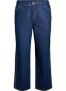 Wide leg jeans med nitter og høj talje