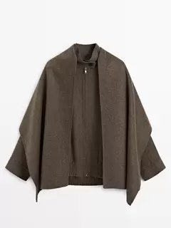 Wool blend bomber jacket with scarf