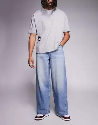 ASOS DESIGN - Lyseblå superposede jeans