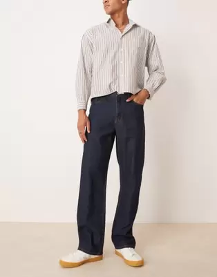 ASOS DESIGN - Posede indigoblå jeans