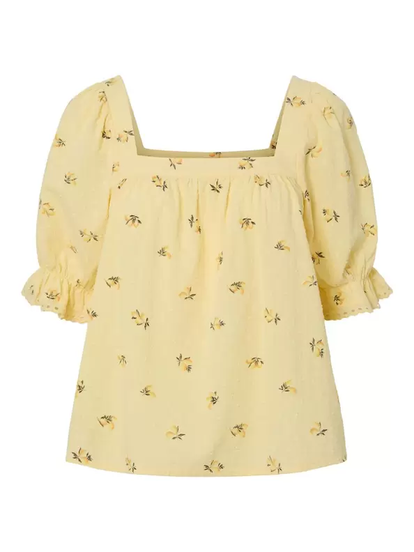 Product carousel image - PCTHEA KORTÆRMET BLUSE, Pale Banana | 1
