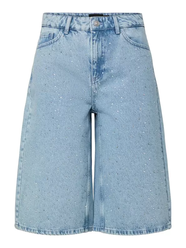Product carousel image - PCNOEL MW LANG RHINSTEN DENIMSHORTS, Light Blue Denim | 1