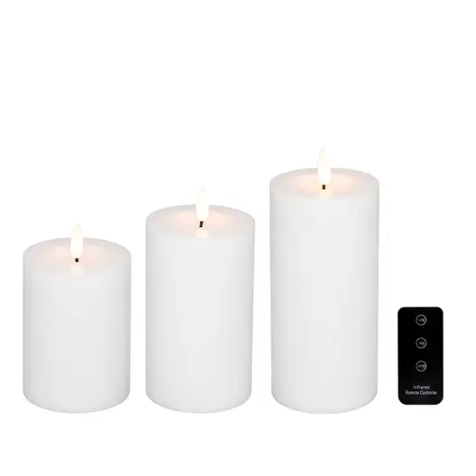 Cozzy LED bloklys med fjernbetjening indendørs hvid 3 stk.