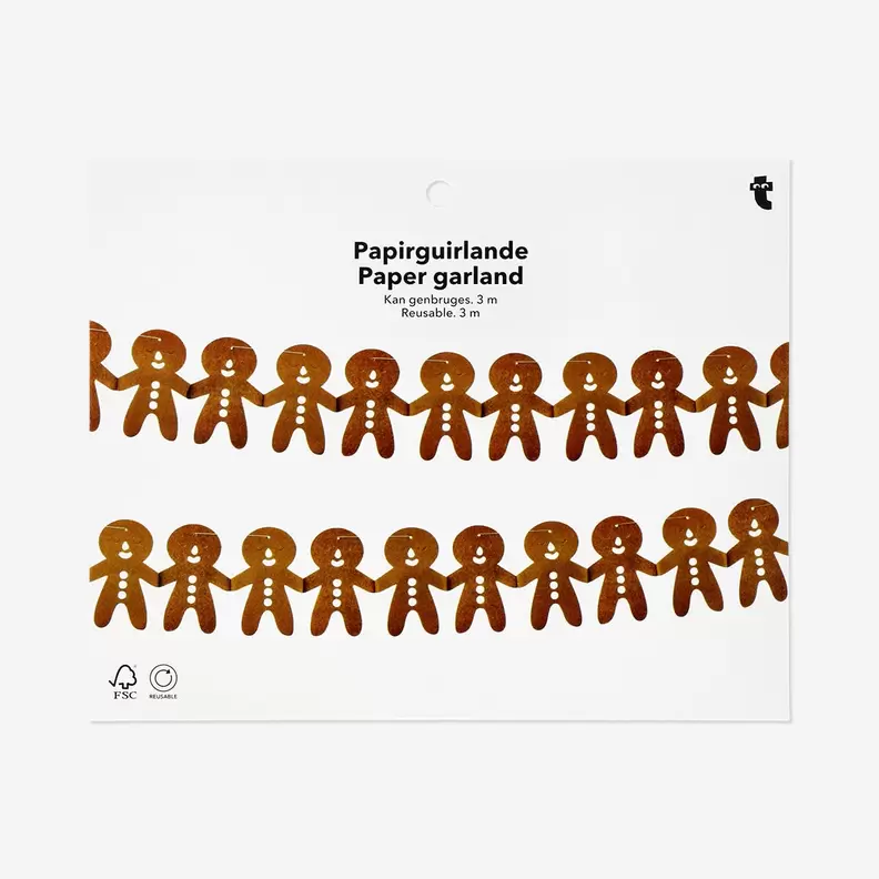 Peberkagemænd papirguirlande - 300 cm