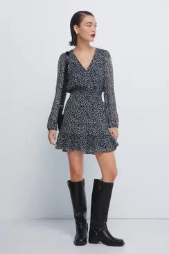 Short print chiffon short dress