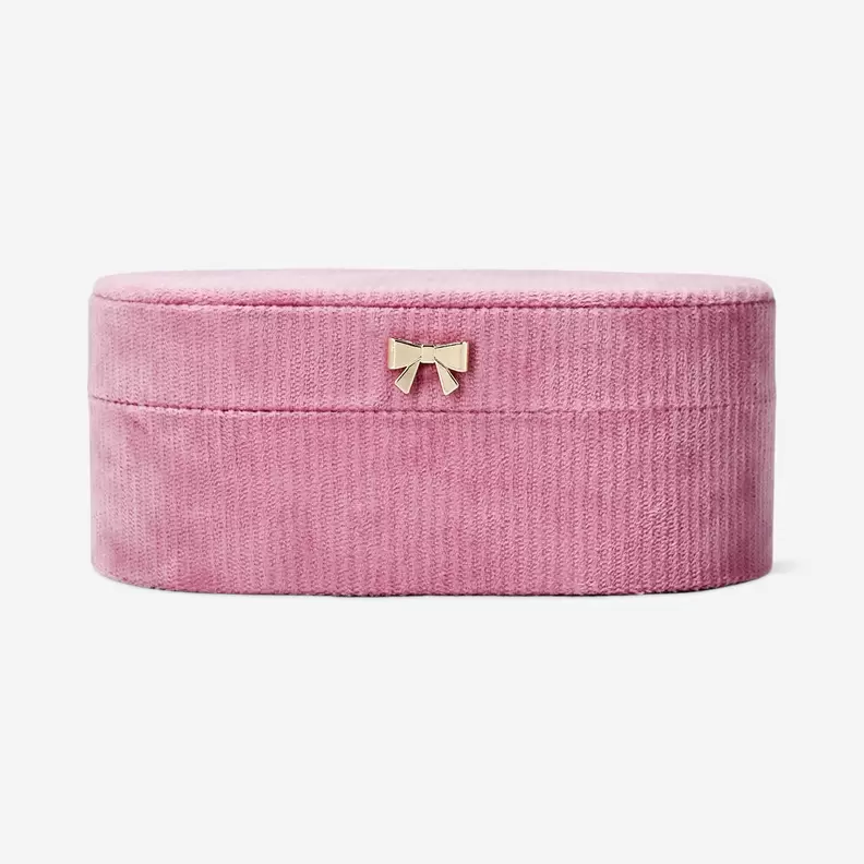 Smykkeskrin i pink fløjl - 22 cm