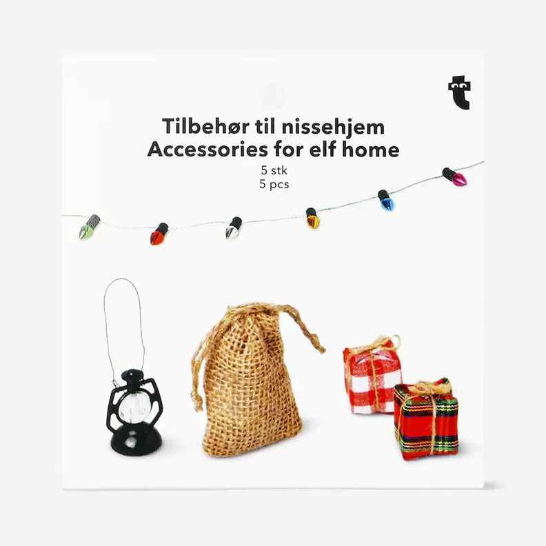 Accessories i træ til nissebolig - 5 stk.