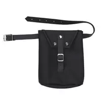 Praktisk, sort taske af syntetisk læder til din kæphest, 14×17 cm