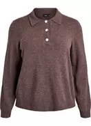 Strikbluse i blød merino-blanding med polokrave