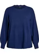 Strikbluse med bølgekanter