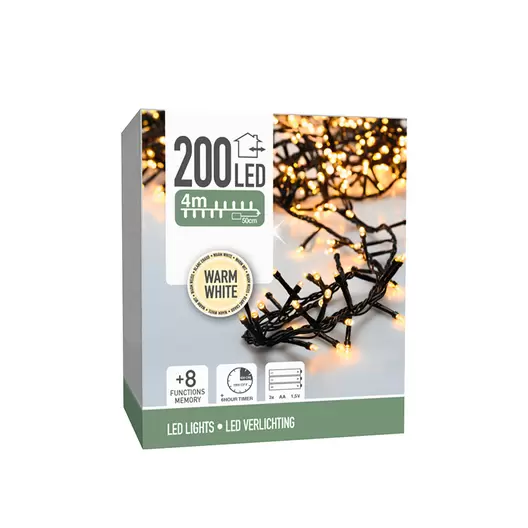 Klyngelyskæde ude & inde 200 LED