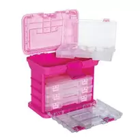 Opbevaringssystem med 1 større rum foroven og 4 skuffer, der kan trækkes ud – 27×26×18 cm