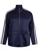 Træningsjakke med striber og cropped ærmer