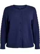 Cardigan med kabelstrikkede ærmer