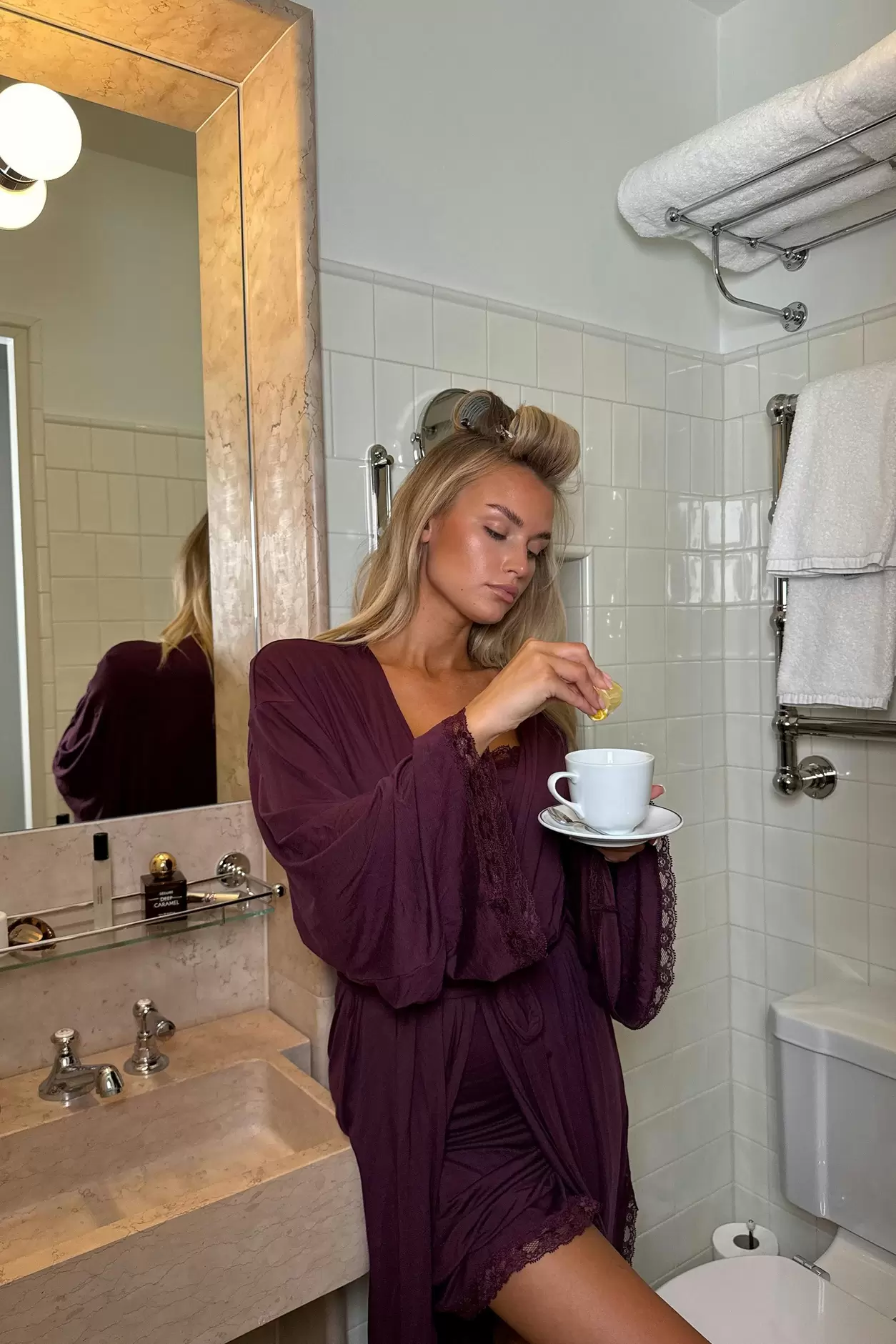 Soft lace loungewear robe
